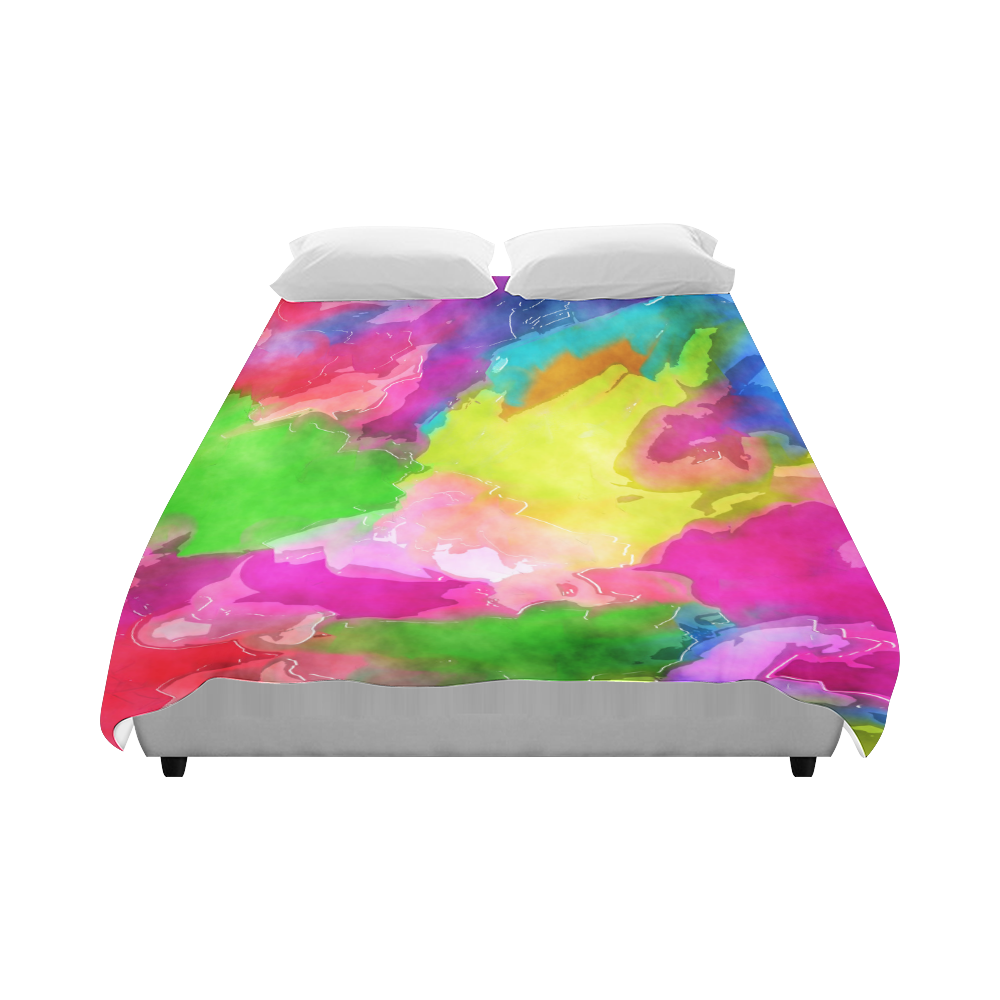 Vibrant Watercolor Ink Blend Duvet Cover 86"x70" ( All-over-print)