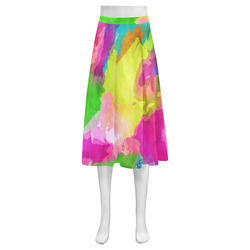 Vibrant Watercolor Ink Blend Mnemosyne Women's Crepe Skirt (Model D16)