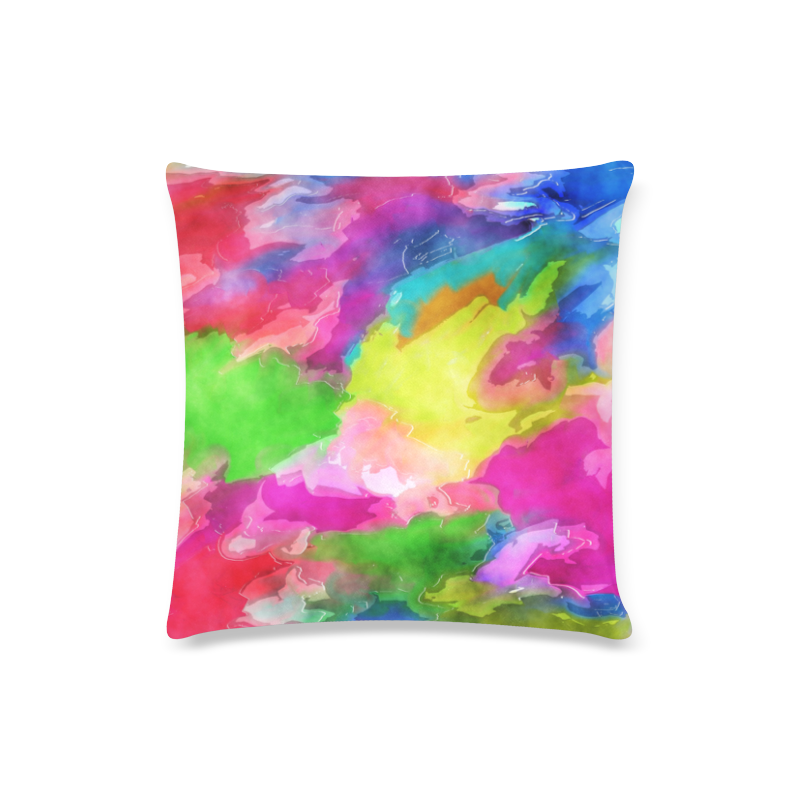 Vibrant Watercolor Ink Blend Custom Zippered Pillow Case 16"x16"(Twin Sides)