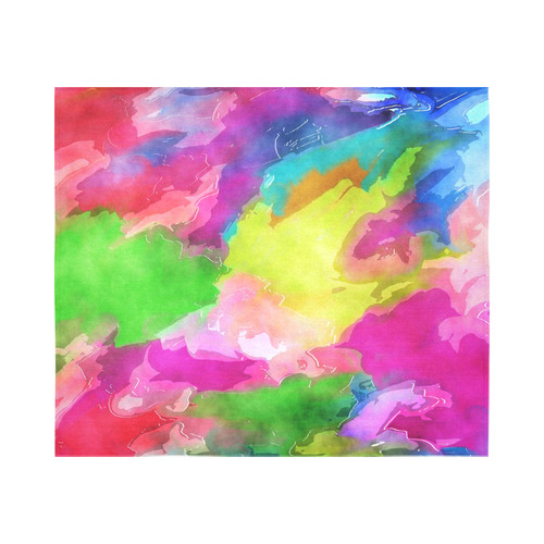 Vibrant Watercolor Ink Blend Cotton Linen Wall Tapestry 60"x 51"