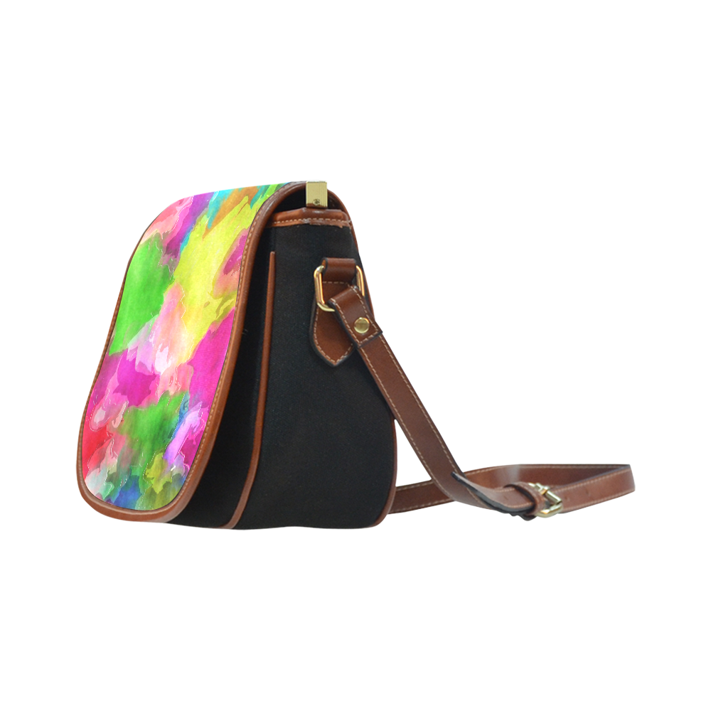 Vibrant Watercolor Ink Blend Saddle Bag/Small (Model 1649)(Flap Customization)