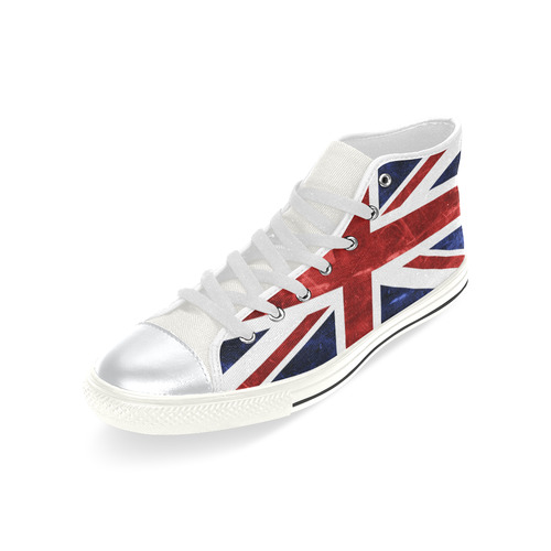 Grunge Union Jack Flag High Top Canvas Shoes for Kid (Model 017)