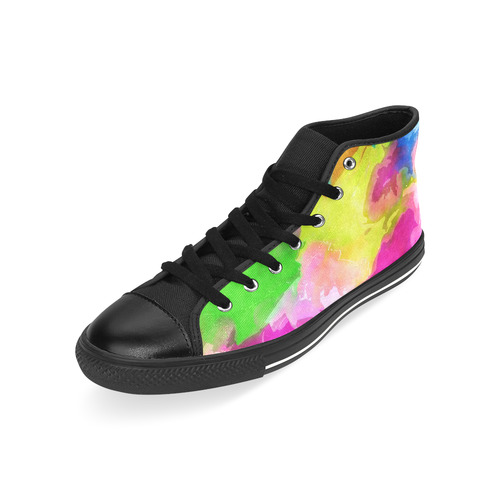 Vibrant Watercolor Ink Blend Men’s Classic High Top Canvas Shoes /Large Size (Model 017)