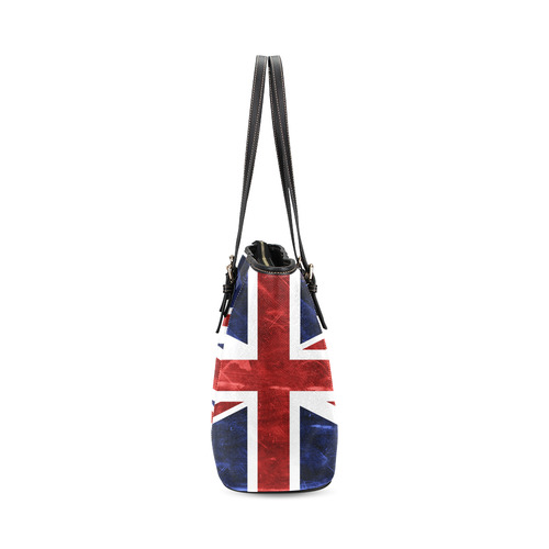 Grunge Union Jack Flag Leather Tote Bag/Small (Model 1640)
