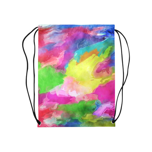 Vibrant Watercolor Ink Blend Medium Drawstring Bag Model 1604 (Twin Sides) 13.8"(W) * 18.1"(H)
