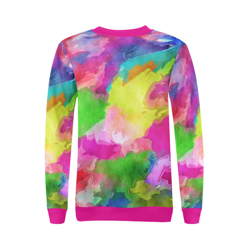 Vibrant Watercolor Ink Blend All Over Print Crewneck Sweatshirt for Women (Model H18)