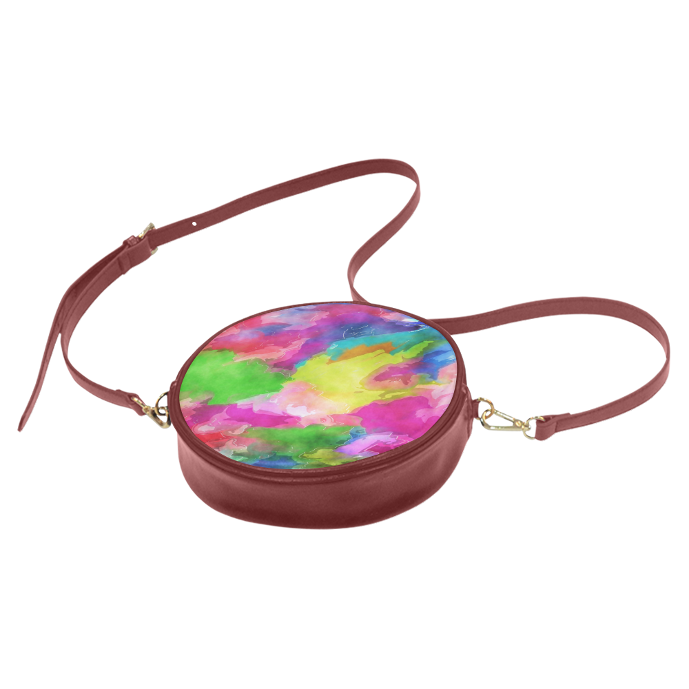 Vibrant Watercolor Ink Blend Round Sling Bag (Model 1647)