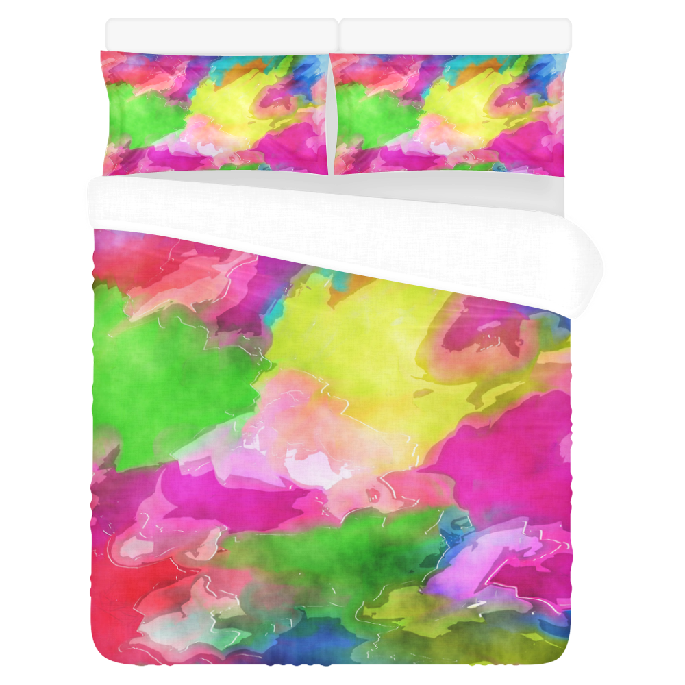 Vibrant Watercolor Ink Blend 3-Piece Bedding Set