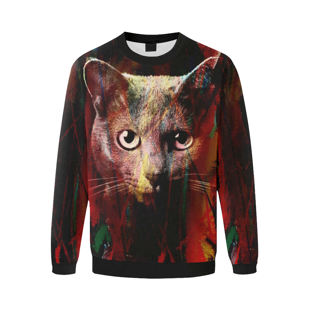 Cats by Artdream Men's Oversized Fleece Crew Sweatshirt (Model H18)