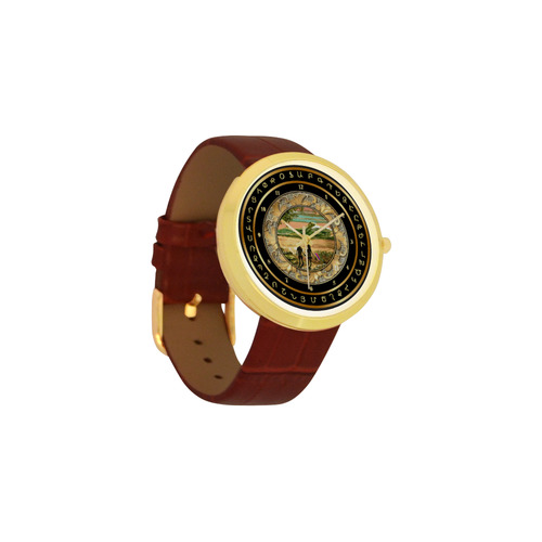 Children of Armenia Women's Golden Leather Strap Watch(Model 212)