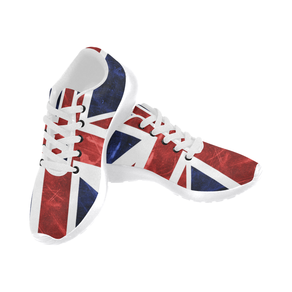 Grunge Union Jack Flag Women's Running Shoes/Large Size (Model 020)