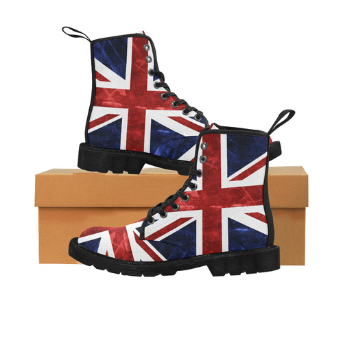 Grunge Union Jack Flag Martin Boots for Women (Black) (Model 1203H)