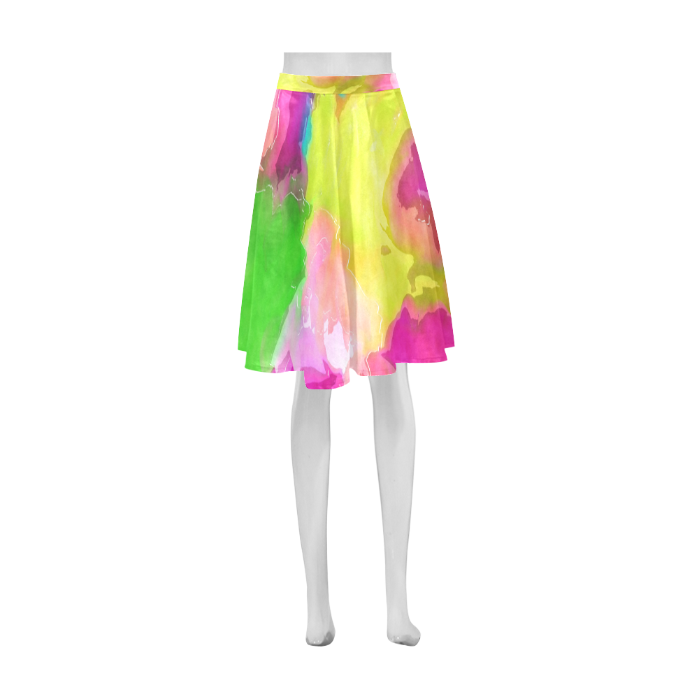 Vibrant Watercolor Ink Blend Athena Women's Short Skirt (Model D15)
