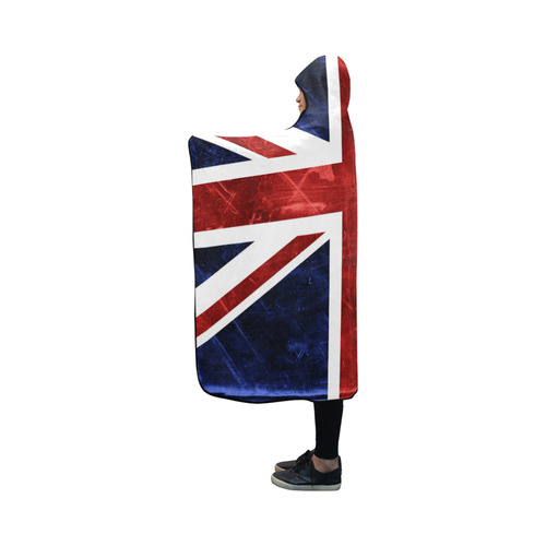 Grunge Union Jack Flag Hooded Blanket 50''x40''