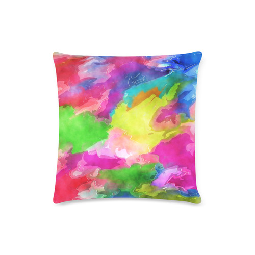 Vibrant Watercolor Ink Blend Custom Zippered Pillow Case 16"x16"(Twin Sides)