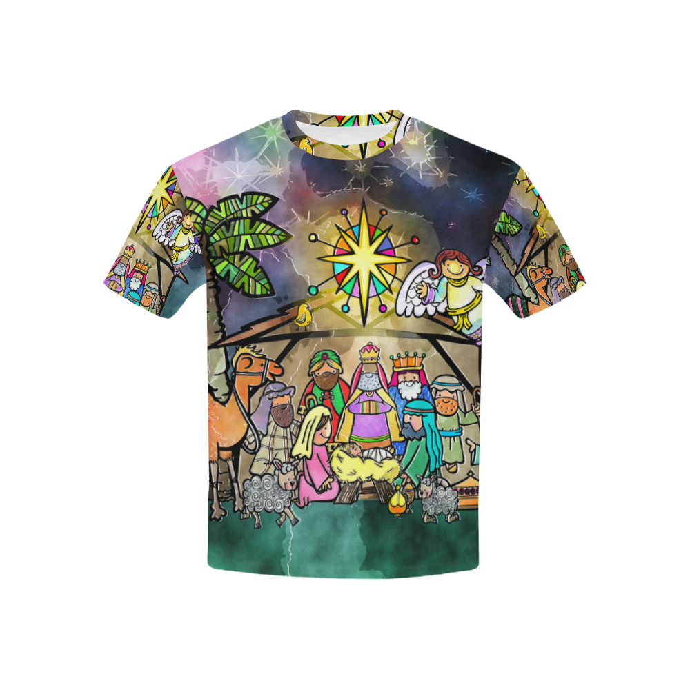 Watercolor Christmas Nativity Painting Kids' All Over Print T-shirt (USA Size) (Model T40)