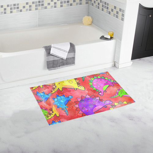 Watercolor Stegosaurus Dinosaur Print Bath Rug 16''x 28''