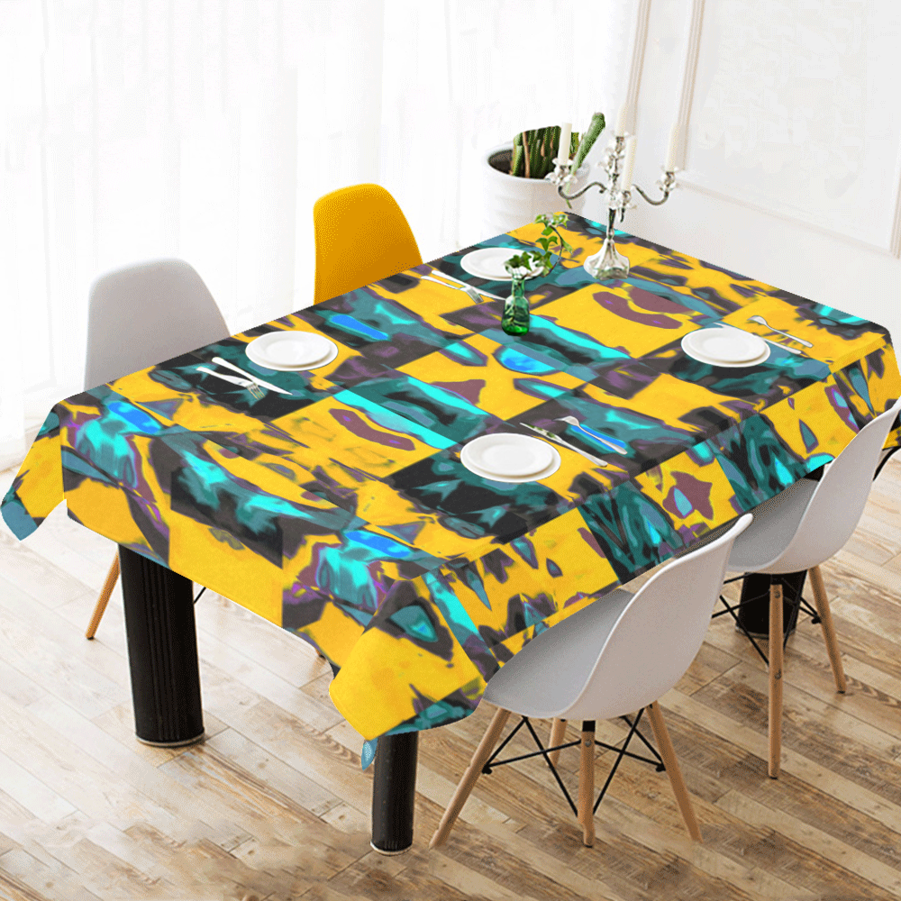 Abstract BB DW Cotton Linen Tablecloth 60"x120"