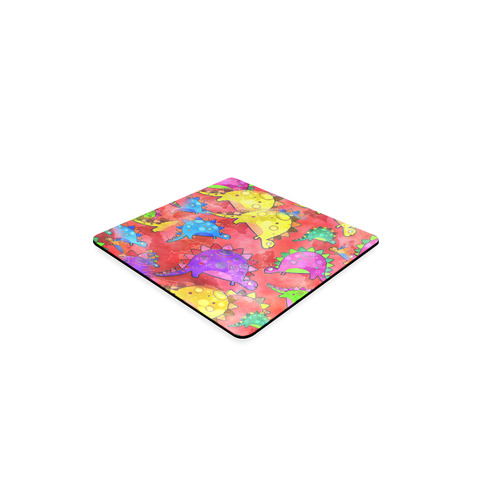 Watercolor Stegosaurus Dinosaur Print Square Coaster