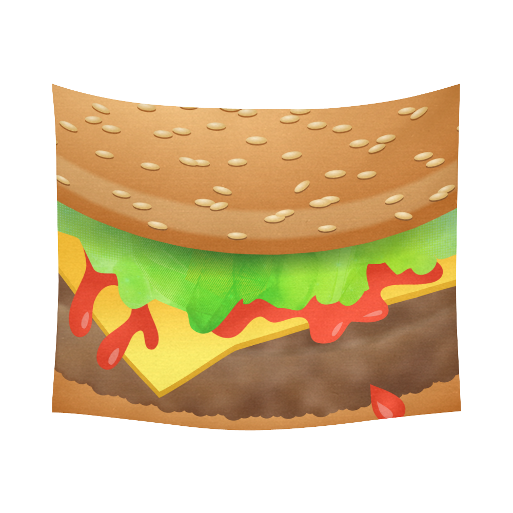 Close Encounters of the Cheeseburger Cotton Linen Wall Tapestry 60"x 51"