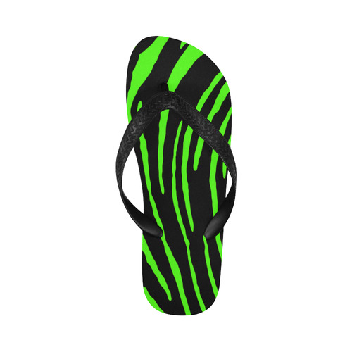 Green Tiger Stripes Flip Flops for Men/Women (Model 040)