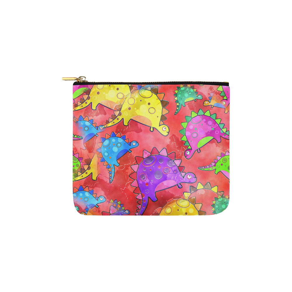 Watercolor Stegosaurus Dinosaur Print Carry-All Pouch 6''x5''