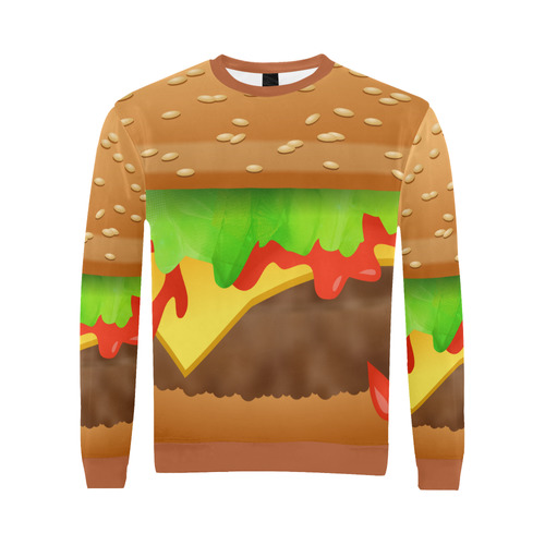 Close Encounters of the Cheeseburger All Over Print Crewneck Sweatshirt for Men (Model H18)