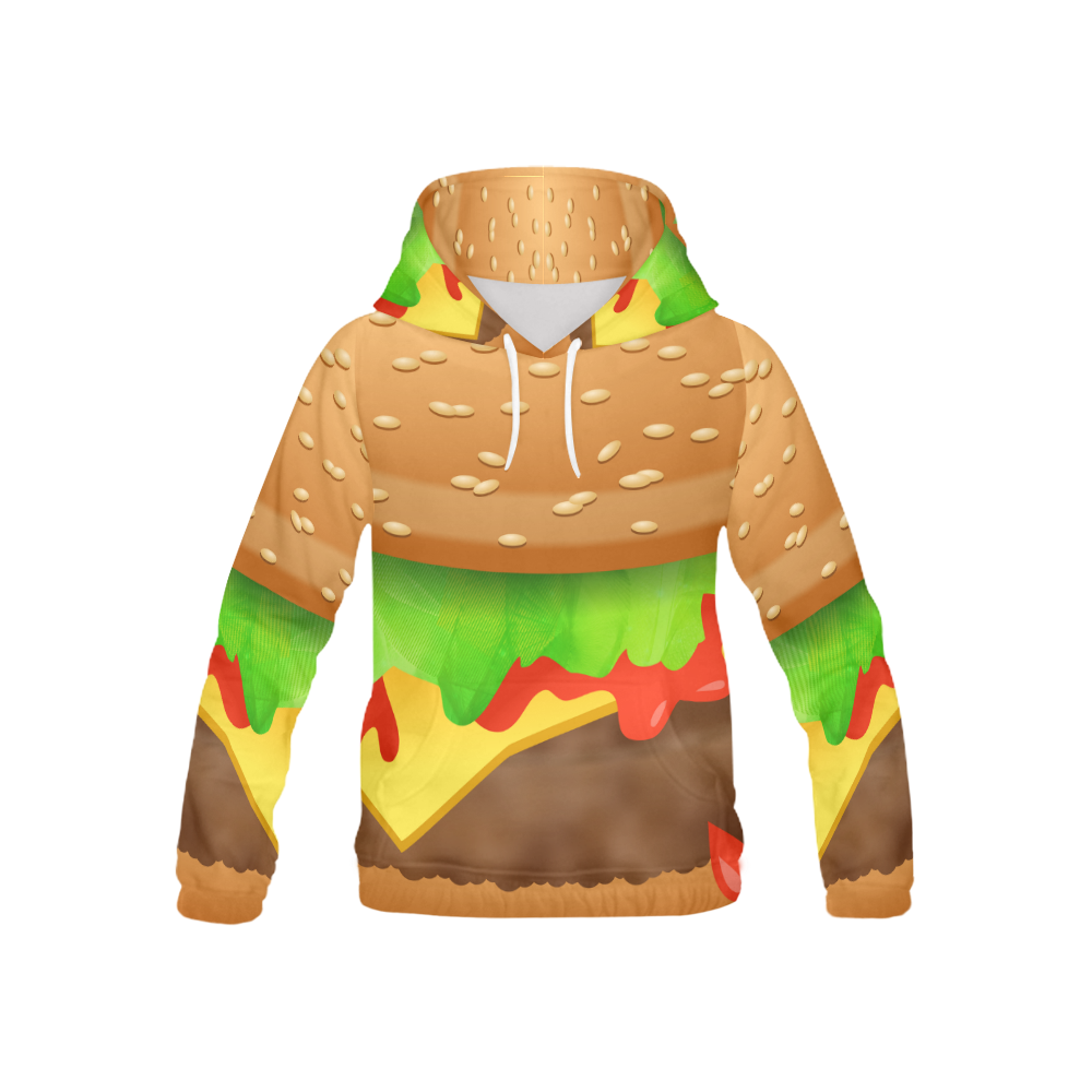 Close Encounters of the Cheeseburger All Over Print Hoodie for Kid (USA Size) (Model H13)