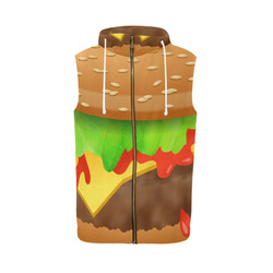 Close Encounters of the Cheeseburger All Over Print Sleeveless Zip Up Hoodie for Men (Model H16)