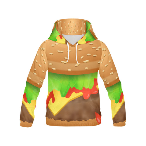 Close Encounters of the Cheeseburger All Over Print Hoodie for Women (USA Size) (Model H13)