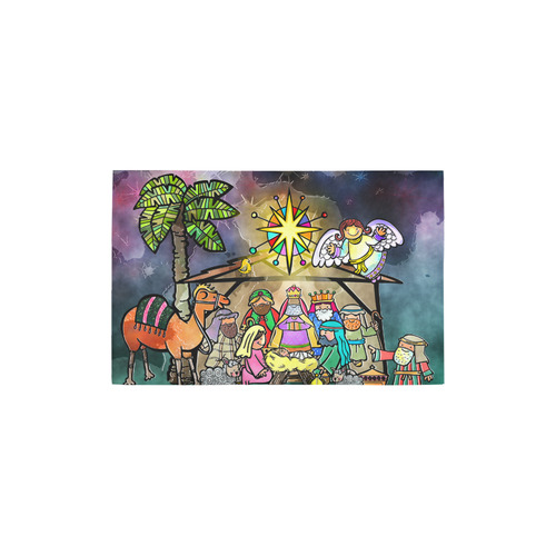 Watercolor Christmas Nativity Painting Area Rug 2'7"x 1'8‘’