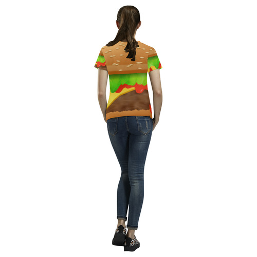 Close Encounters of the Cheeseburger All Over Print T-Shirt for Women (USA Size) (Model T40)