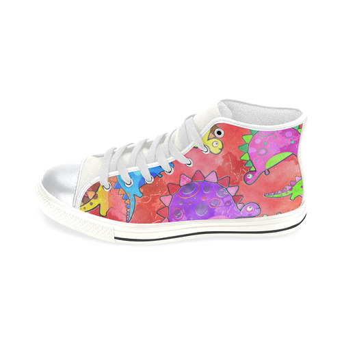 Watercolor Stegosaurus Dinosaur Print High Top Canvas Shoes for Kid (Model 017)