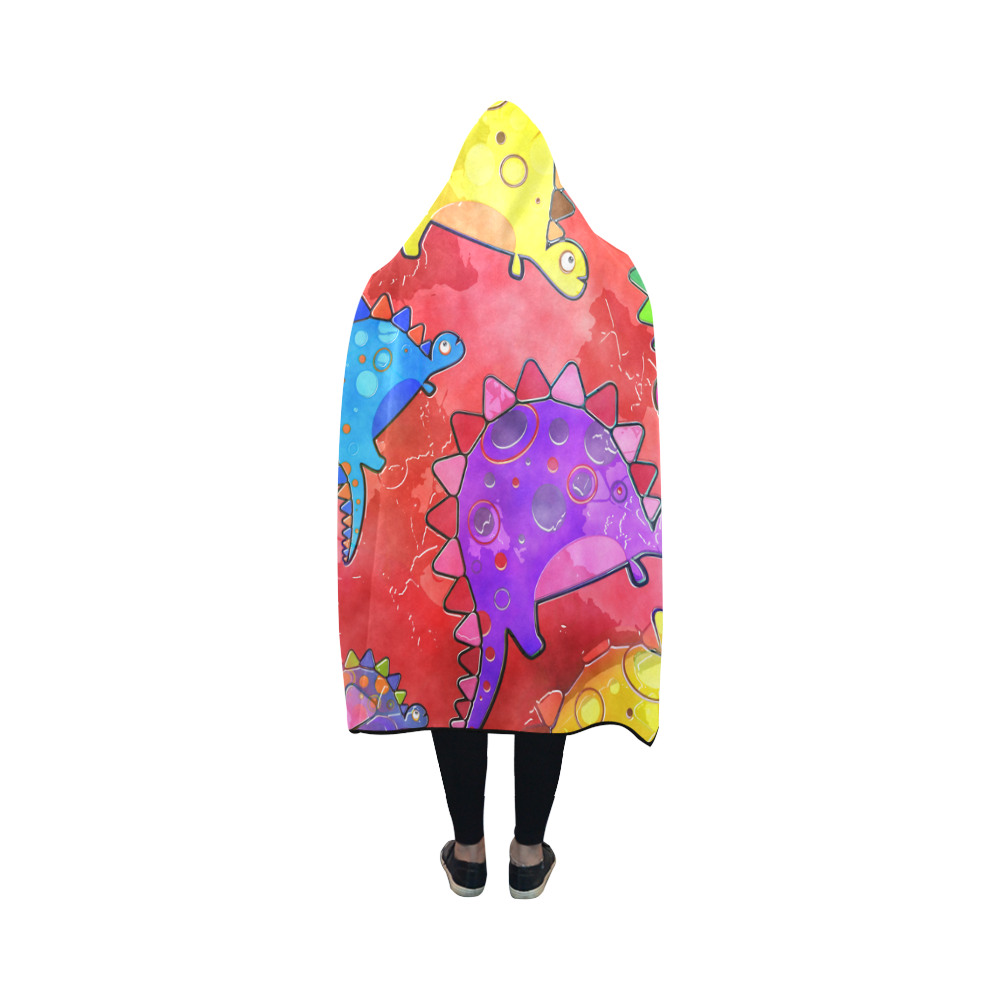 Watercolor Stegosaurus Dinosaur Print Hooded Blanket 50''x40''