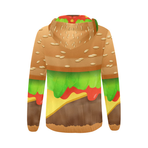 Close Encounters of the Cheeseburger All Over Print Full Zip Hoodie for Women (Model H14)