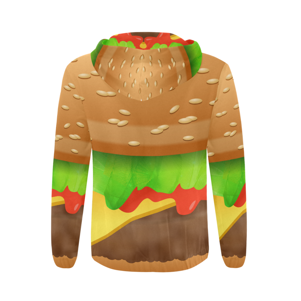 Close Encounters of the Cheeseburger All Over Print Full Zip Hoodie for Men/Large Size (Model H14)