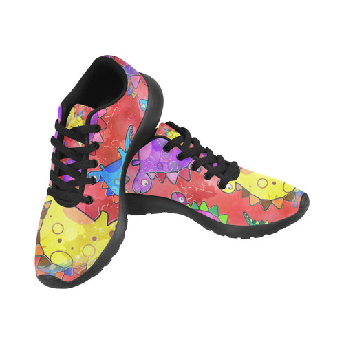 Watercolor Stegosaurus Dinosaur Print Kid's Running Shoes (Model 020)