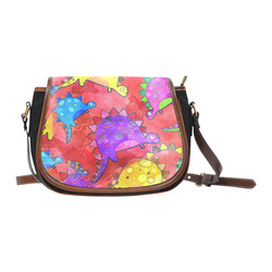 Watercolor Stegosaurus Dinosaur Print Saddle Bag/Small (Model 1649)(Flap Customization)