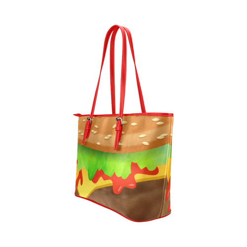 Close Encounters of the Cheeseburger Leather Tote Bag/Large (Model 1651)