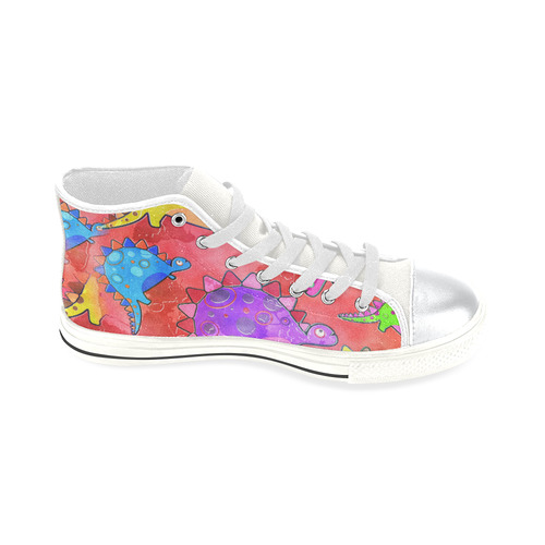 Watercolor Stegosaurus Dinosaur Print High Top Canvas Shoes for Kid (Model 017)