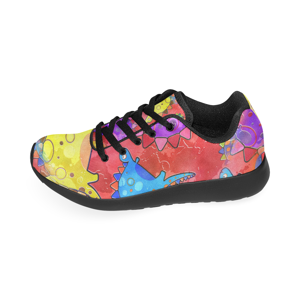 Watercolor Stegosaurus Dinosaur Print Kid's Running Shoes (Model 020)