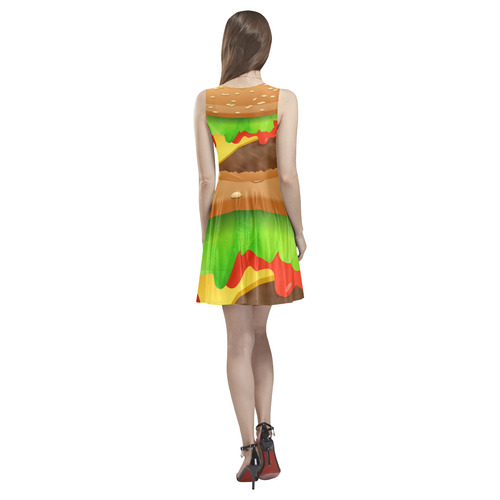 Close Encounters of the Cheeseburger Thea Sleeveless Skater Dress(Model D19)