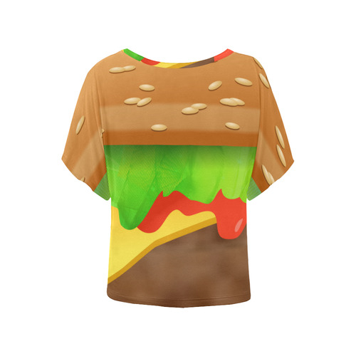 Close Encounters of the Cheeseburger Women's Batwing-Sleeved Blouse T shirt (Model T44)