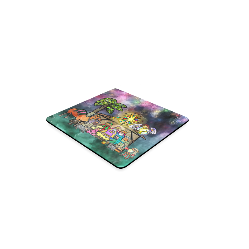 Watercolor Christmas Nativity Painting Square Coaster