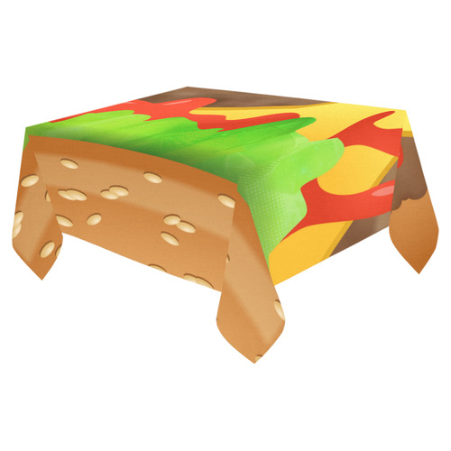 Close Encounters of the Cheeseburger Cotton Linen Tablecloth 52"x 70"