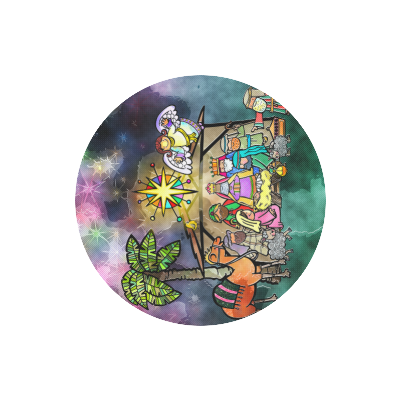 Watercolor Christmas Nativity Painting Round Mousepad