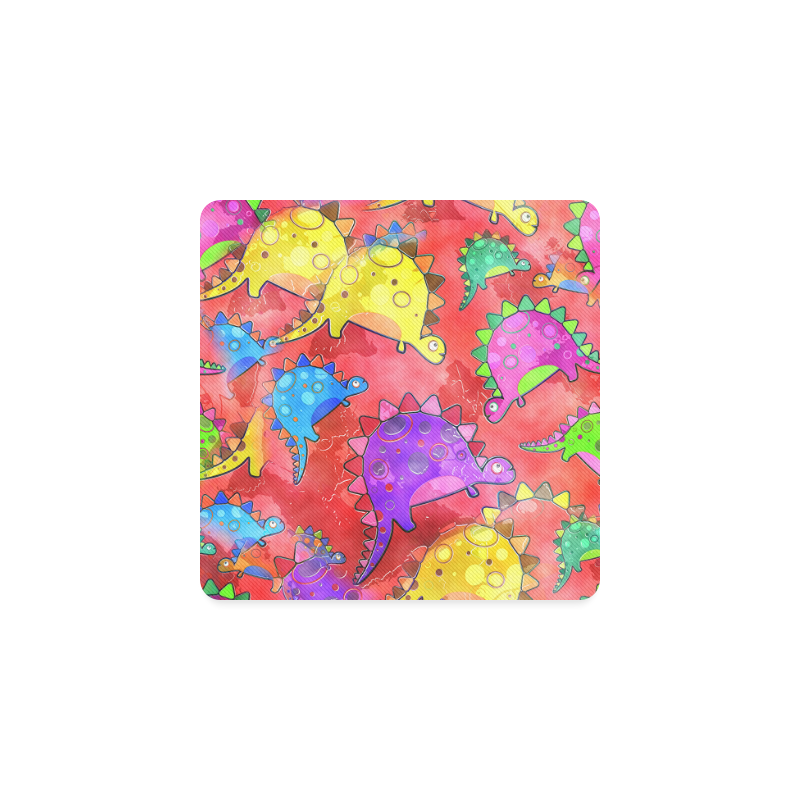 Watercolor Stegosaurus Dinosaur Print Square Coaster