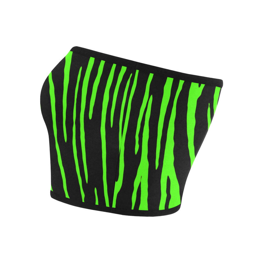 Green Tiger Stripes Bandeau Top