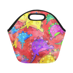 Watercolor Stegosaurus Dinosaur Print Neoprene Lunch Bag/Small (Model 1669)