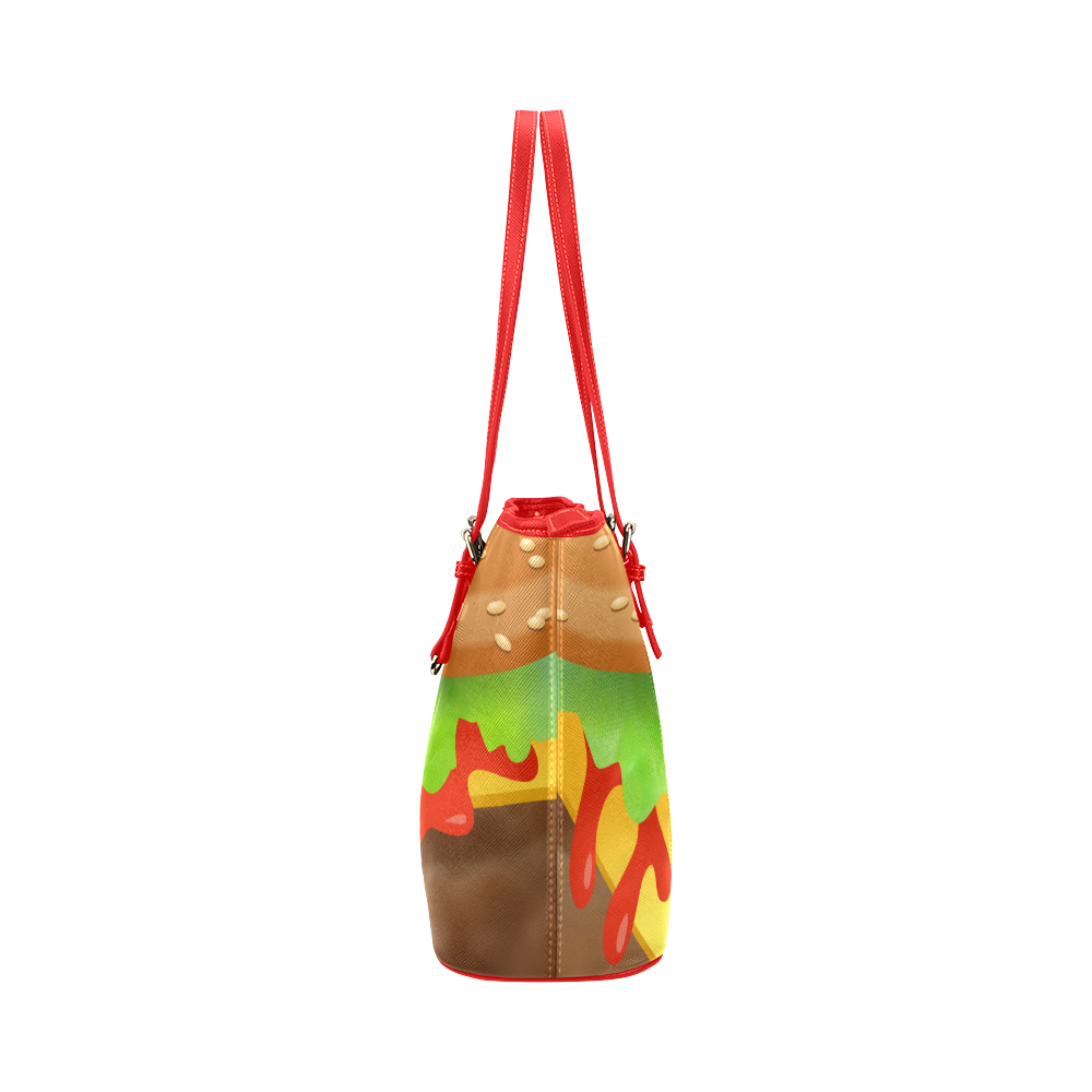 Close Encounters of the Cheeseburger Leather Tote Bag/Large (Model 1651)